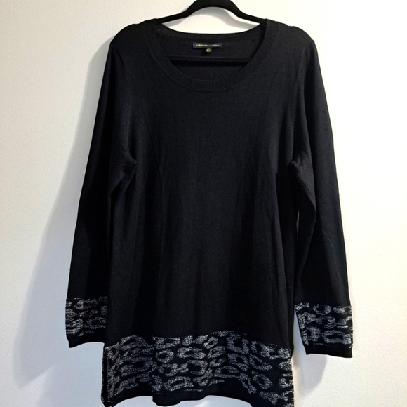 Adrienne Vittadini Size XL Sweater With Metallic Animal Print - Picture 1 of 8